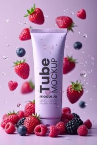 Simple Refreshing Facial Wash tube on a bright green background with floating leaves, typography, and a 50 percent save promotional badge